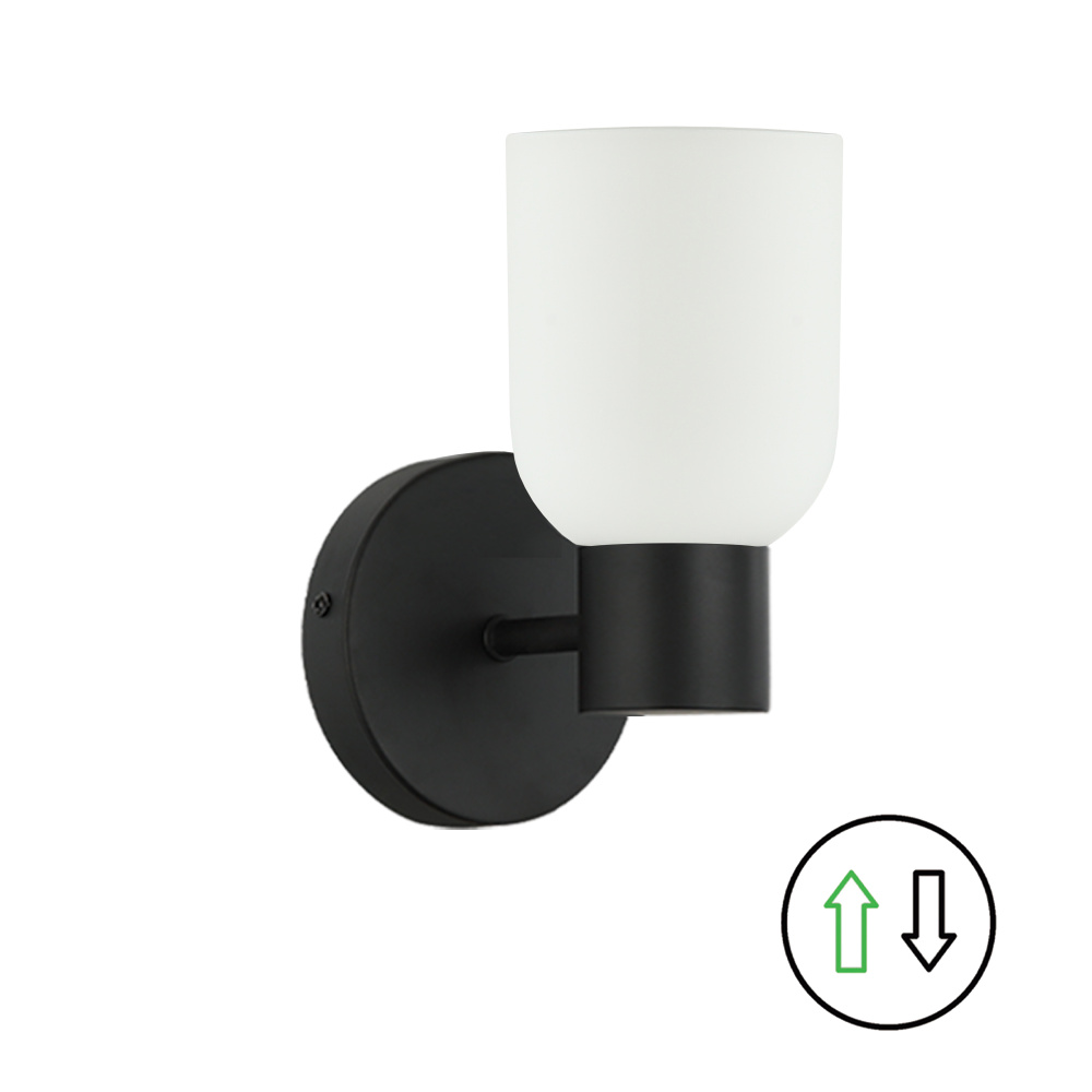 1 Light Wall Sconce in Matte Black w/ Opal Glass