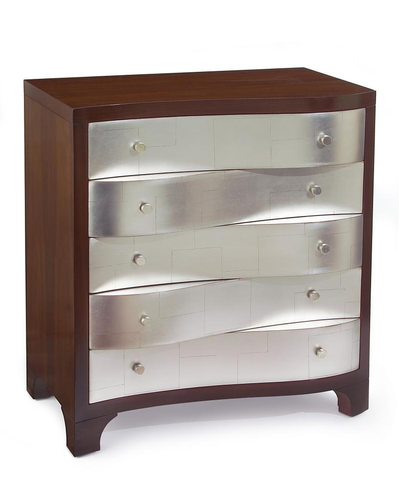 Del Mar Four Accent Cabinet Left. The drawer fronts are finished in misto silver and are formed to r