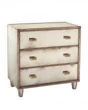 John Richard EUR-01-0172 - Samui Night Stand 3 Drawer Chest.  The drawer fronts above the open shelf area have foxed mirrored f