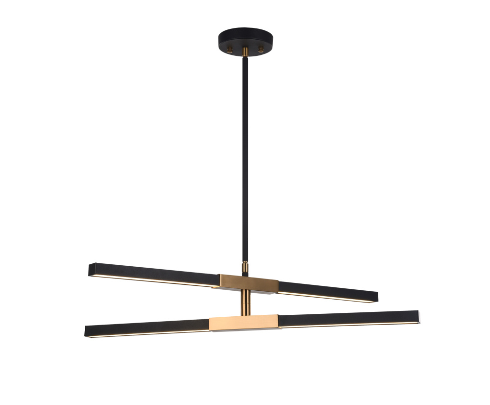 Lineare Matte Black and Aged Gold Brass Pendant