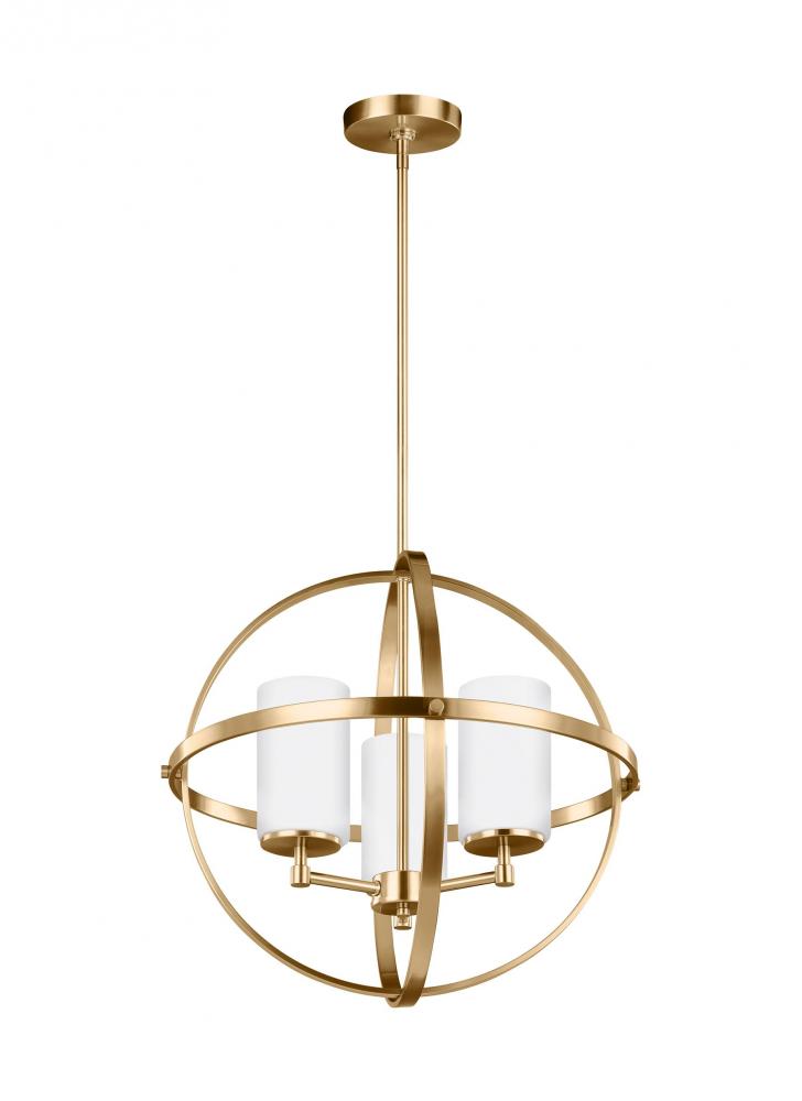 Alturas contemporary 3-light LED indoor dimmable ceiling chandelier pendant light in satin brass gol