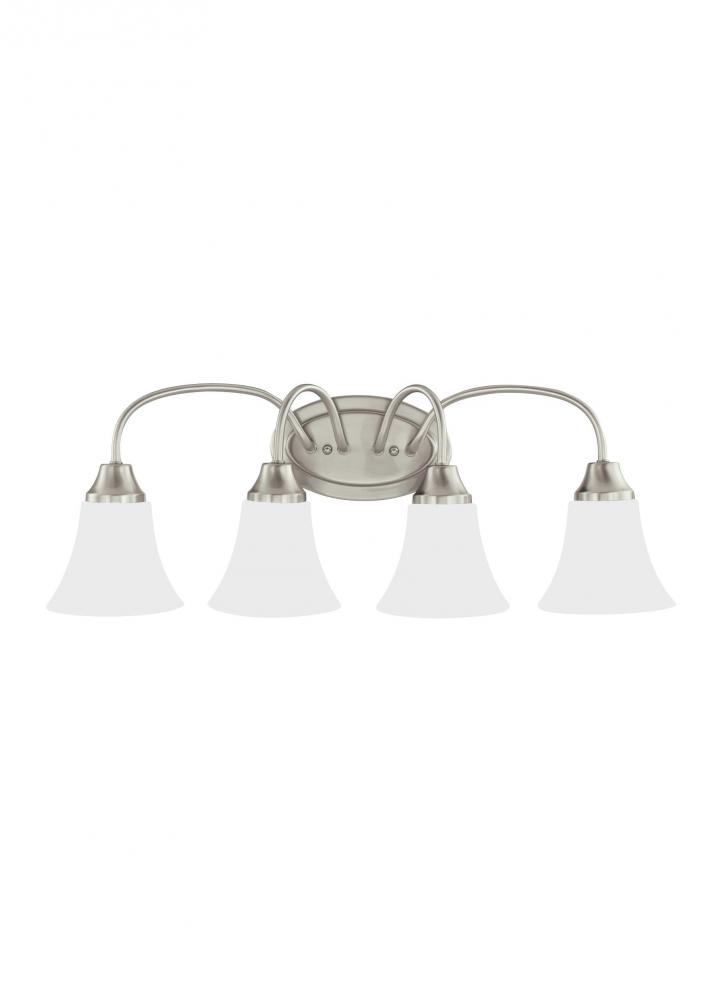 Holman traditional 4-light LED indoor dimmable bath vanity wall sconce in brushed nickel silver fini
