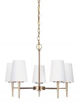 Generation Lighting 3140405EN3-848 - Driscoll contemporary 5-light LED indoor dimmable ceiling chandelier pendant light in satin brass go
