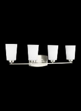 Generation Lighting 4428904EN3-962 - Franport transitional 4-light LED indoor dimmable bath vanity wall sconce in brushed nickel silver f