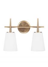 Generation Lighting 4440402EN3-848 - Driscoll contemporary 2-light LED indoor dimmable bath vanity wall sconce in satin brass gold finish