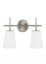 Generation Lighting 4440402EN3-962 - Driscoll contemporary 2-light LED indoor dimmable bath vanity wall sconce in brushed nickel silver f
