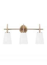 Generation Lighting 4440403EN3-848 - Driscoll contemporary 3-light LED indoor dimmable bath vanity wall sconce in satin brass gold finish
