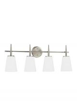 Generation Lighting 4440404EN3-962 - Driscoll contemporary 4-light LED indoor dimmable bath vanity wall sconce in brushed nickel silver f