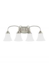 Generation Lighting 44808EN3-962 - Holman traditional 4-light LED indoor dimmable bath vanity wall sconce in brushed nickel silver fini