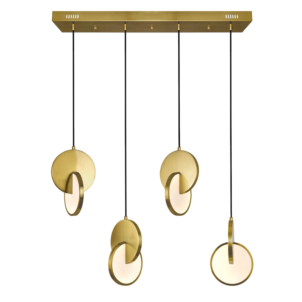 Tranche LED Island/Pool Table Chandelier With Brushed Brass Finish