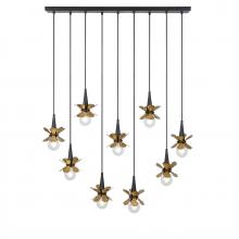 Savoy House Canada 1-2185-9-103 - Portinatx 9-Light Linear Chandelier in Satin Black with Hammered Gold by Breegan Jane