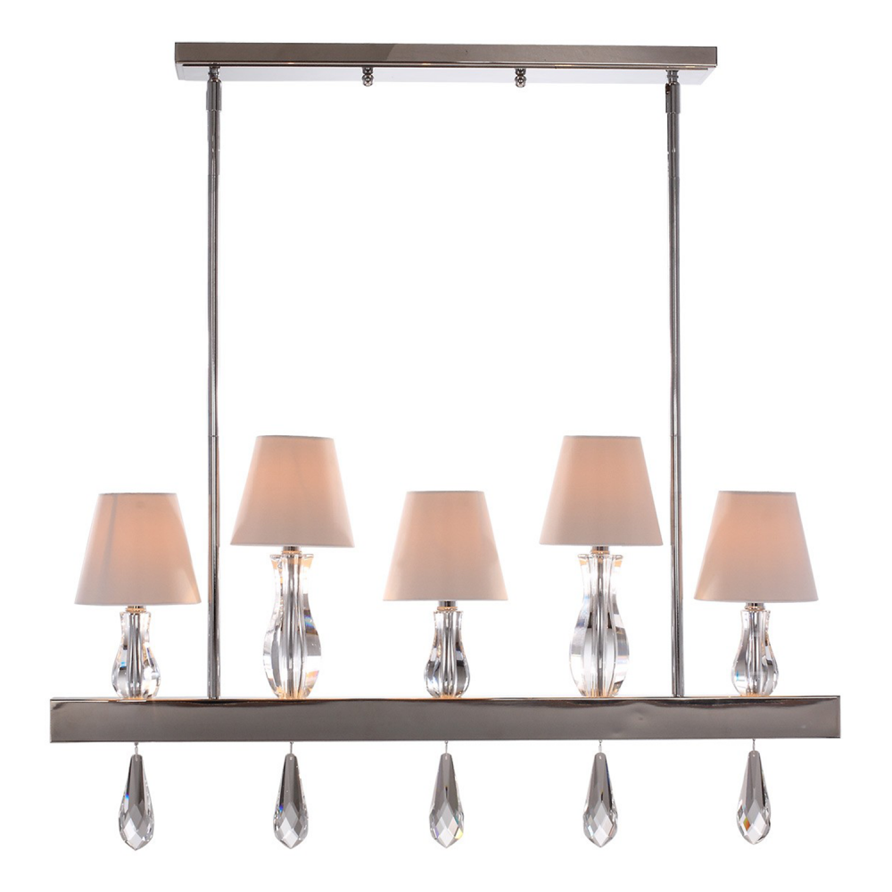 Sophia 36" 6-Light, Linear Candle Chandelier in Polished Chrome
