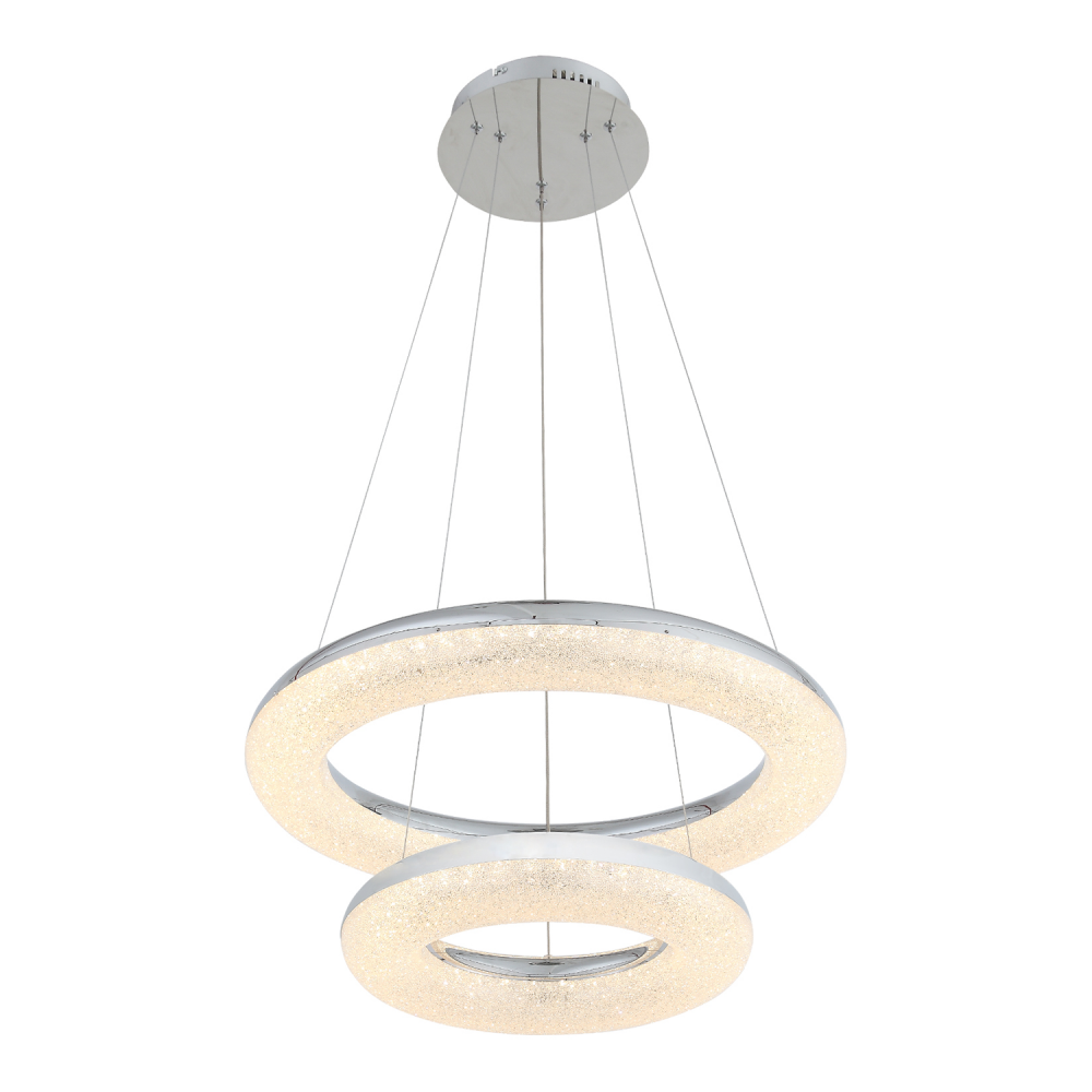 Orbit 24" LED Crushed Crystal Ring Pendant in Chrome