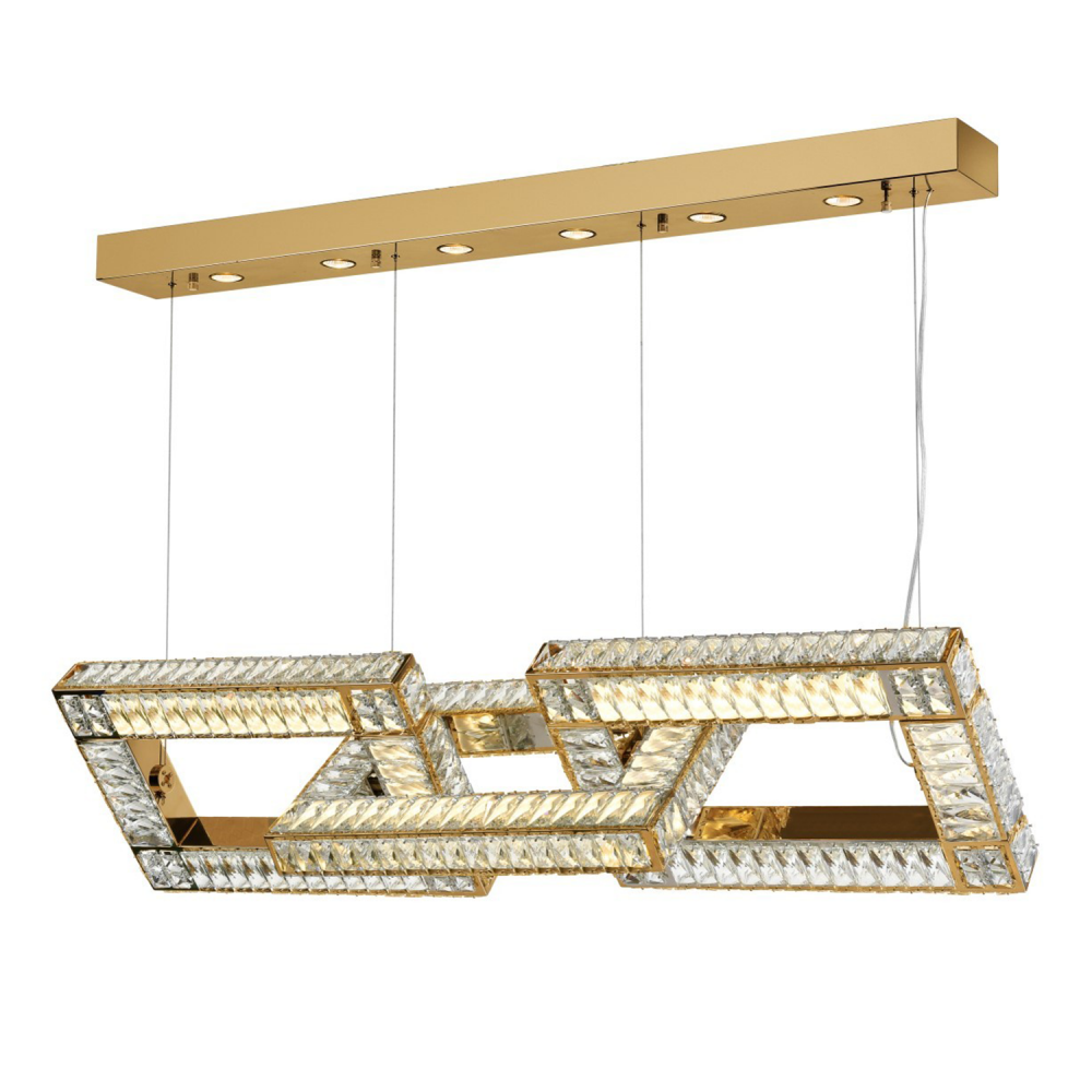 Lincroft 52" 6-Light, Crystal Linked Chandelier in Aged Brass