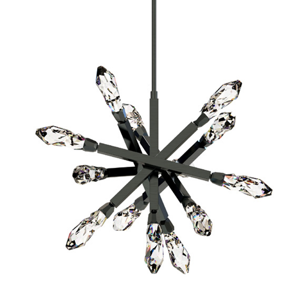 LED 3CCT 34" 13-Light Crafted Crystals Satin Brushed Black Sputnik Chandelier