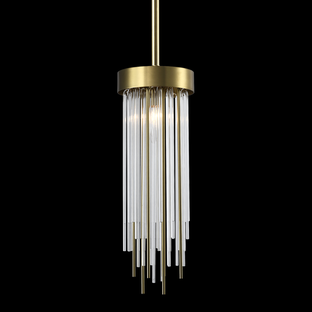 1-Light 6" Round Aged Brass Convertible Flush Crystal Mini-Pendant Light