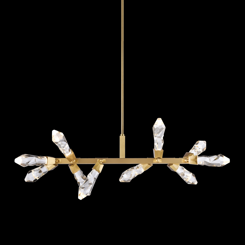 LED 3CCT 31" 10-Light Crafted Crystal Aged Brass Linear Adjustable Pendant