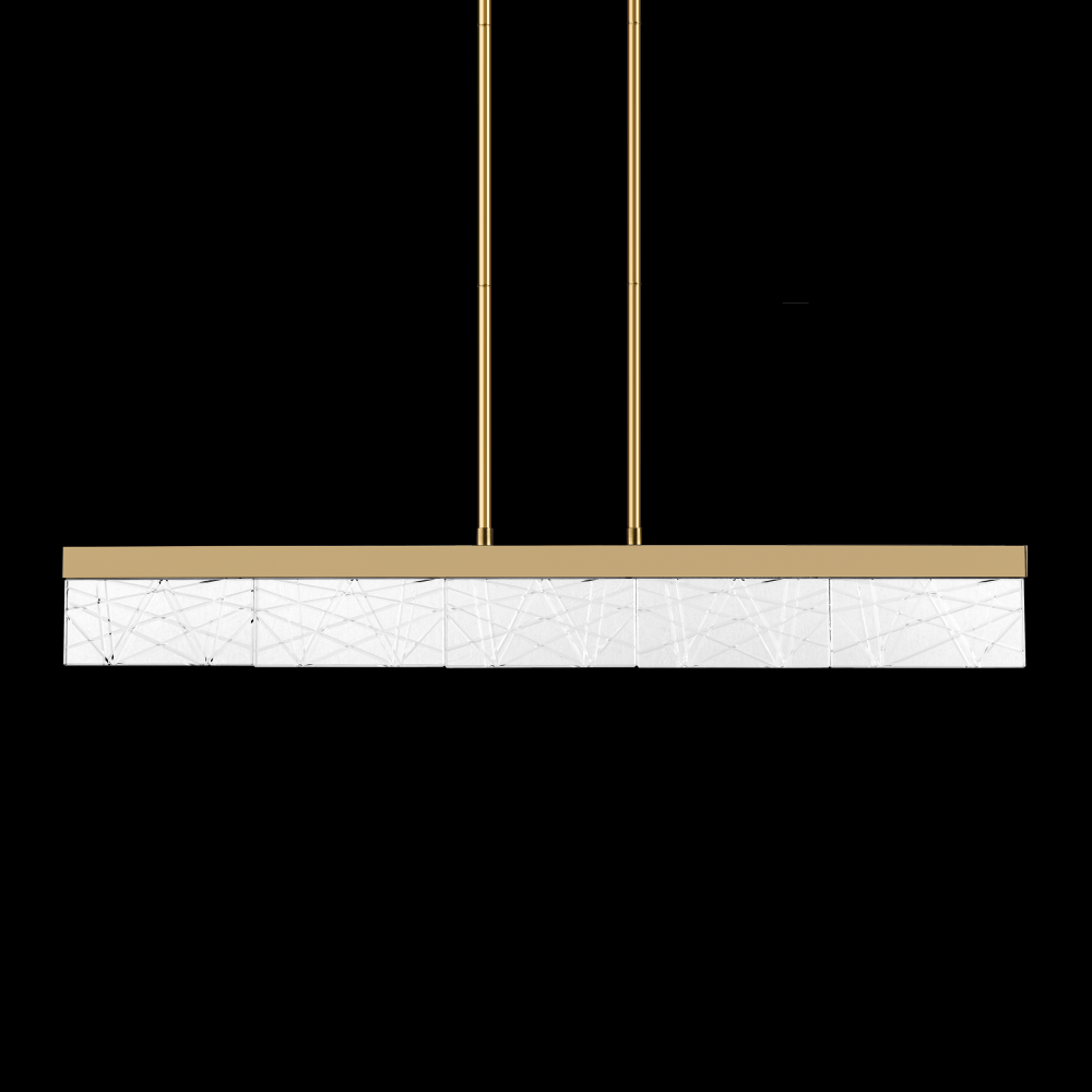 LED 3CCT 43" Thick Engraved Crystals Aged Brass Linear Pendant