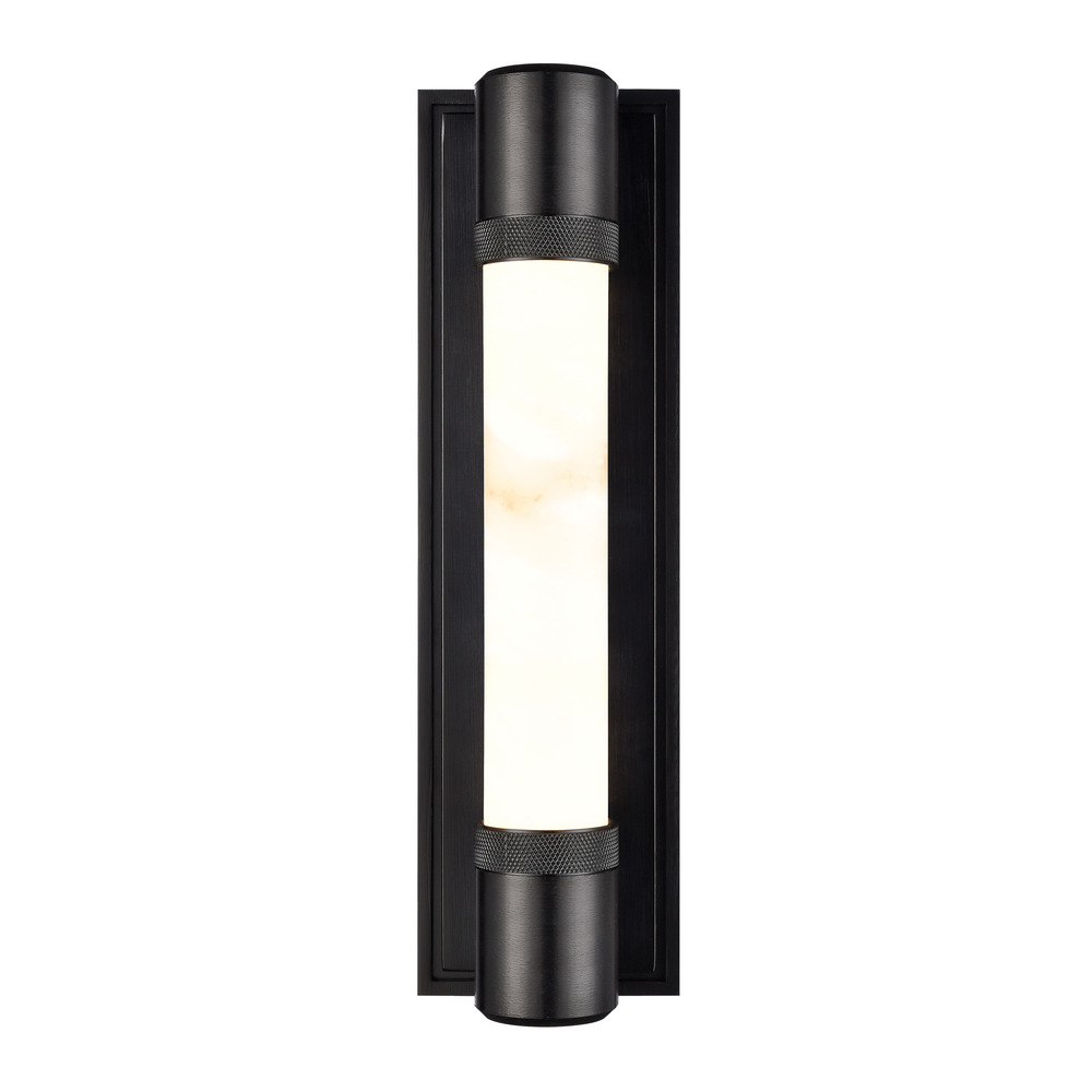 Zigrina 18" Alabaster LED Wall Sconce with Knurled Rings Black