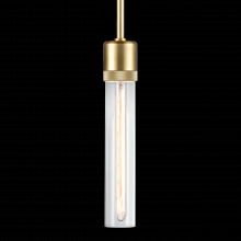 ZEEV Lighting P11705-E26-AGB-G1 - 3" E26 Cylindrical Pendant Light, 12" Clear Glass and Aged Brass Finish