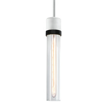 ZEEV Lighting P11706-E26-MW-K-SBB-G1 - Zigrina 12" Clear Glass E26 Pendant in White with Knurled Ring in Black