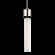ZEEV Lighting P11707-E26-PN-K-SBB-G1 - 3" E26 Cylindrical Pendant Light, 12" Clear Glass and Polished Nickel with Black Finish