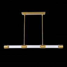 ZEEV Lighting PL11725-LED-3-AGB-G3 - 48" LED 3CCT Sleek Linear Pendant, Clear Fluted Glass Shades and Aged Brass Finish
