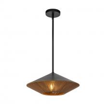 Alora Lighting PD633215MBBR - Daphne 15-in Matte Black/Brown Cotton Rope 1 Light Pendant