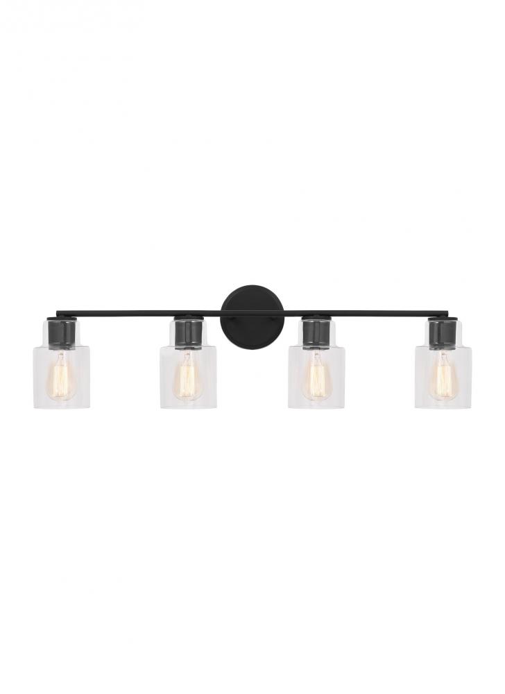 Sayward Transitional 4-Light Bath Vanity Wall Sconce in Midnight Black Finish