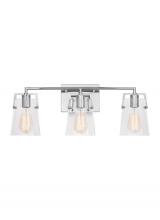 Visual Comfort & Co. Studio Collection DJV1033CH - Crofton Modern 3-Light Bath Vanity Wall Sconce in Chrome Finish With Clear Glass Shades