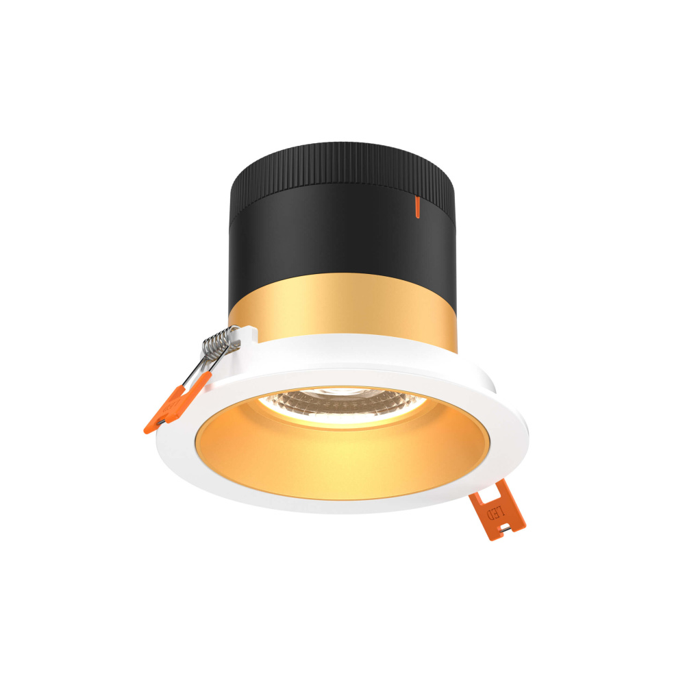 4in Modular Downlight, 5CCT, 60 degree Beam Angle, Regressed, Gold, White Trim