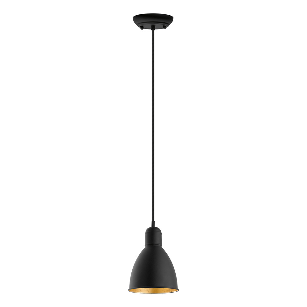 1 LT Mini Pendant w/ Black Finish & Black & Gold Shade