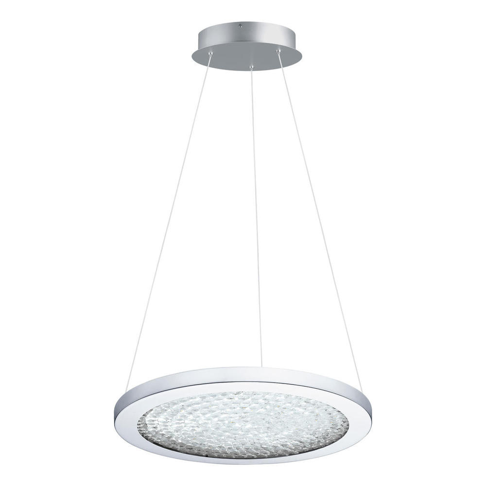 LED Pendant w/ Chrome Finish & Clear Glass Shade w/ Clear Glass Crystal Stones