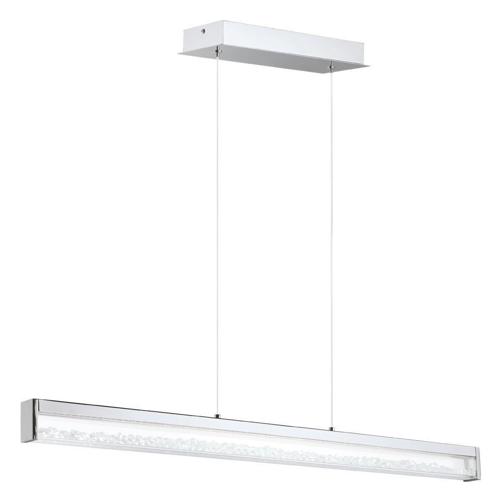 1 LT LED Linear Pendant w/ Chrome Finish & Clear Glass Shade w/ Clear Glass Stones