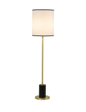Bethel International Canada BTG101BR - 2-Light Black And Satin Brass Floor Lamp With A White Linen Shade