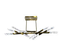 Bethel International Canada FER01C60BR - 12-Light Dimmable Satin Brass Stainless Steel LED Chandelier With Clear Snowflake Crystals